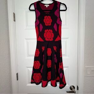 Eva Mendes Sleeveless Floral Print Knit Dress